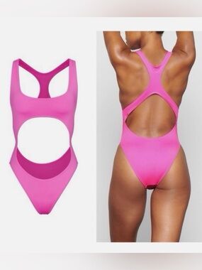 SKIMS Swim XL Cut Out One Piece Monokini Neon Pink
New With Tags